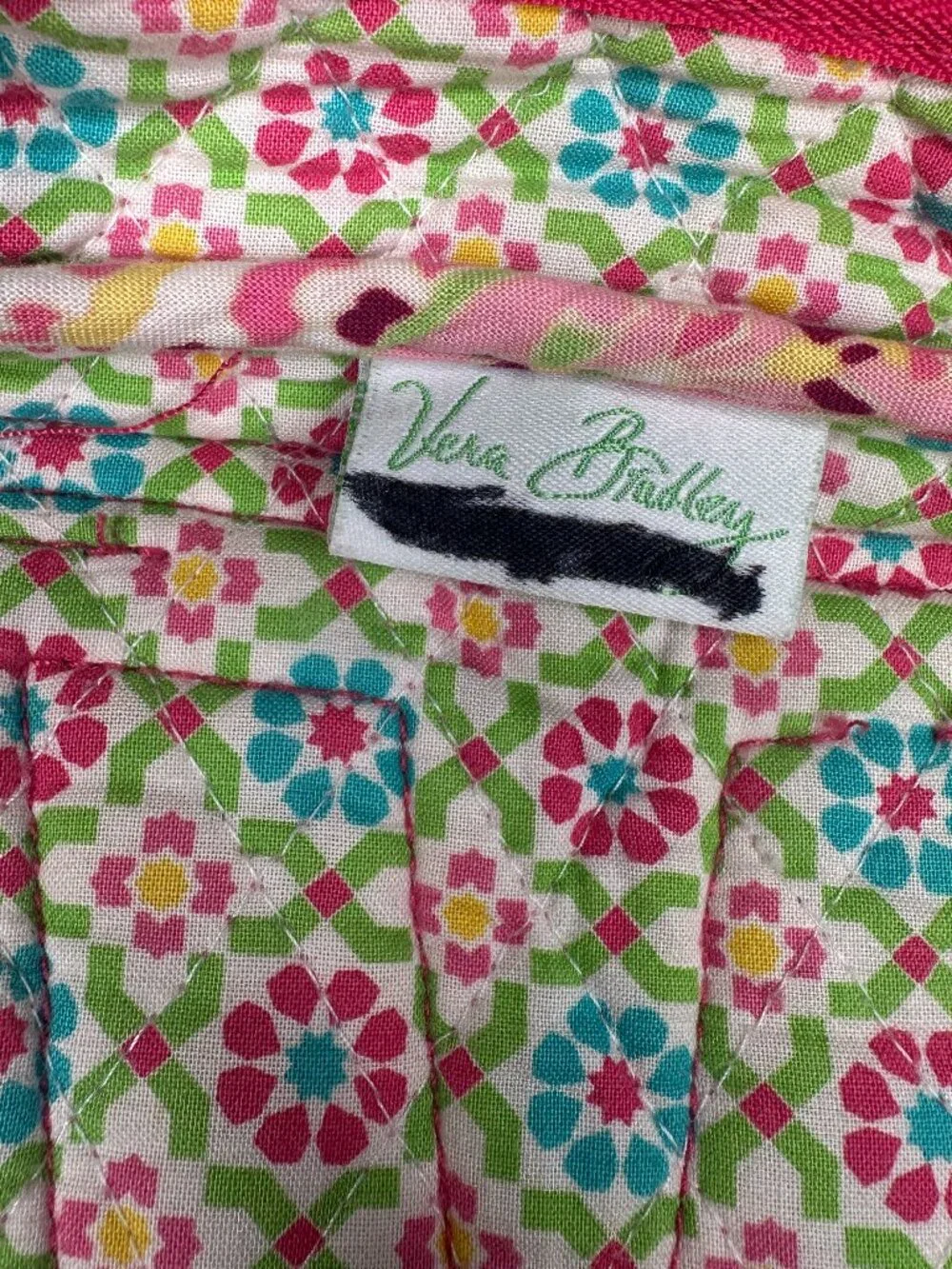 Vera Bradley Quilted Cotton Backpack Pink Green Paisley Floral Retired Pattern